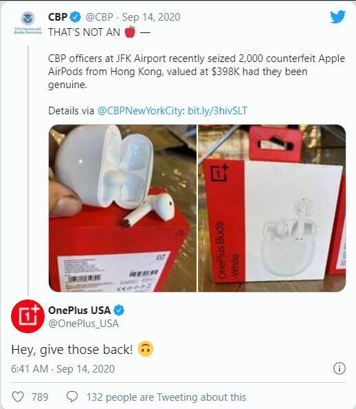 Apple AirPods OnePlus Buds falske.JPG